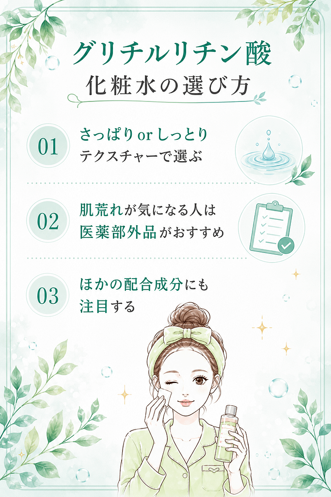 グリチルリチン酸化粧水おすすめの選び方